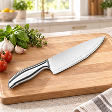 6-Inch Stainless Steel Chef’s Knife with Sculpted Metal Handle – All-Purpose Kitchen Cutting Knife