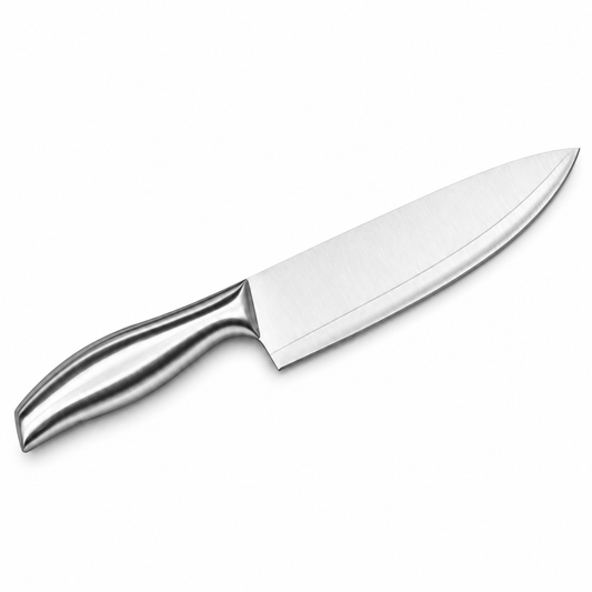 6-Inch Stainless Steel Chef’s Knife with Sculpted Metal Handle – All-Purpose Kitchen Cutting Knife