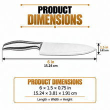 6-Inch Stainless Steel Chef’s Knife with Sculpted Metal Handle – All-Purpose Kitchen Cutting Knife