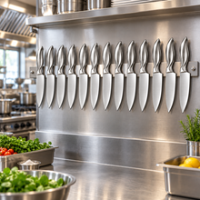 12-Piece Stainless Steel Chef’s Knife Set with Sculpted Metal Handles, Silver Finish