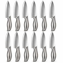 12-Piece Stainless Steel Chef’s Knife Set with Sculpted Metal Handles, Silver Finish