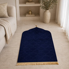 Navy Blue Premium Velvet Muslim Prayer Rug
