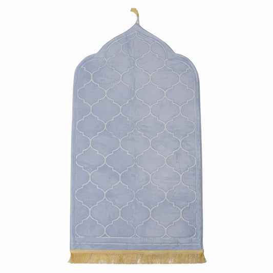 Ice Blue Premium Velvet Muslim Prayer Rug