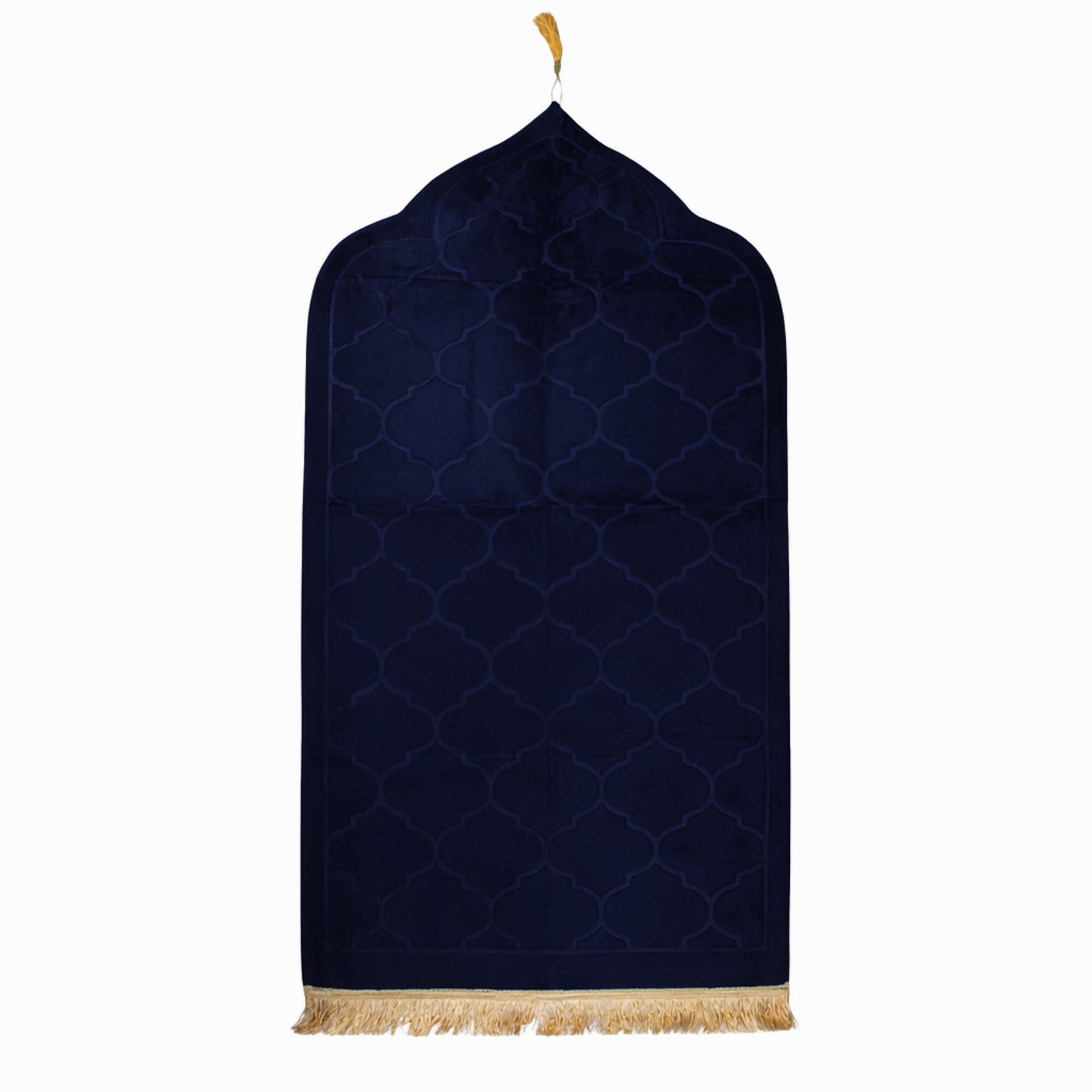 Navy Blue Premium Velvet Muslim Prayer Rug