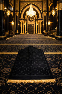 Black Premium Velvet Muslim Prayer Rug