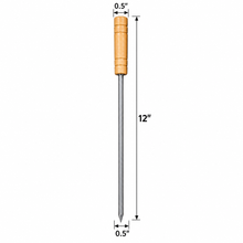 12-Piece BBQ Skewer Set with Wooden Handles – Reusable Metal Kabob Skewers for Grilling, Small, 12"