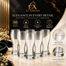 Clear Glass Tall Tumblers – 445mL Drinking Glasses, Set of 6