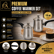 2-Piece 170 mL Stainless Steel Tea Pot Set with Lids and Black Handles