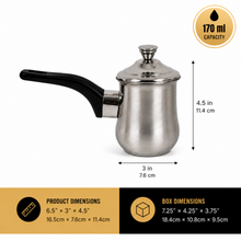 2-Piece 170 mL Stainless Steel Tea Pot Set with Lids and Black Handles