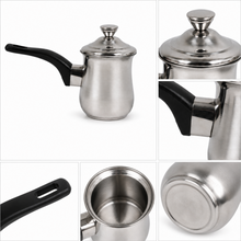2-Piece 520 mL Stainless Steel Tea Pot Set with Lids and Black Handles