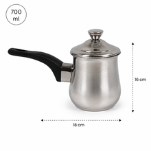 Stainless Steel Tea Pots with Lid and Black Plastic Handle 2 Piece Set 700ML