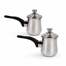 Stainless Steel Tea Pots with Lid and Black Plastic Handle 2 Piece Set 700ML