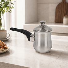 Stainless Steel Tea Pots with Lid and Black Plastic Handle 2 Piece Set 700ML