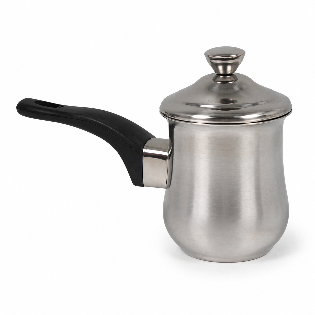 Stainless Steel Tea Pots with Lid and Black Plastic Handle 2 Piece Set 700ML
