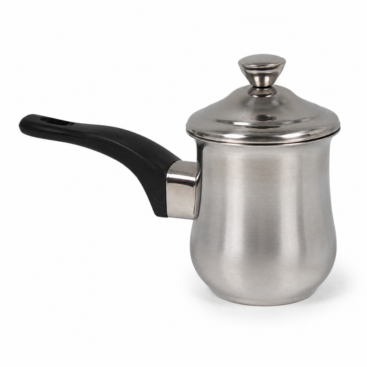 Stainless Steel Tea Pots with Lid and Black Plastic Handle 2 Piece Set 700ML