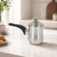 Stainless Steel Tea Pots with Lid and Black Plastic Handle 2 Piece Set 880ML
