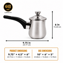 Stainless Steel Tea Pots with Lid and Black Plastic Handle 2 Piece Set 880ML