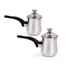 Stainless Steel Tea Pots with Lid and Black Plastic Handle 2 Piece Set 880ML