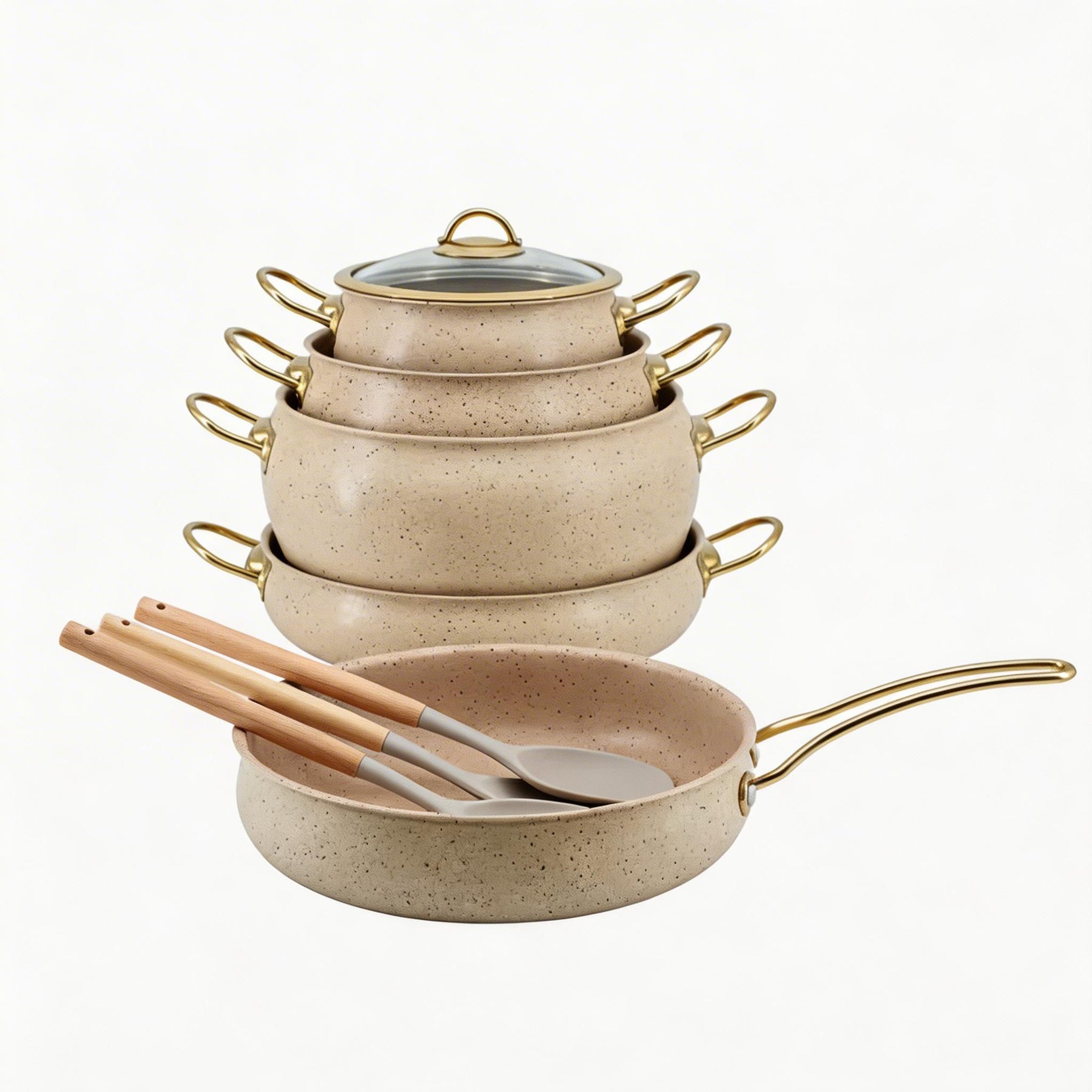 Contemporary Nonstick Cookware Collection with Utensils (12PC Set)