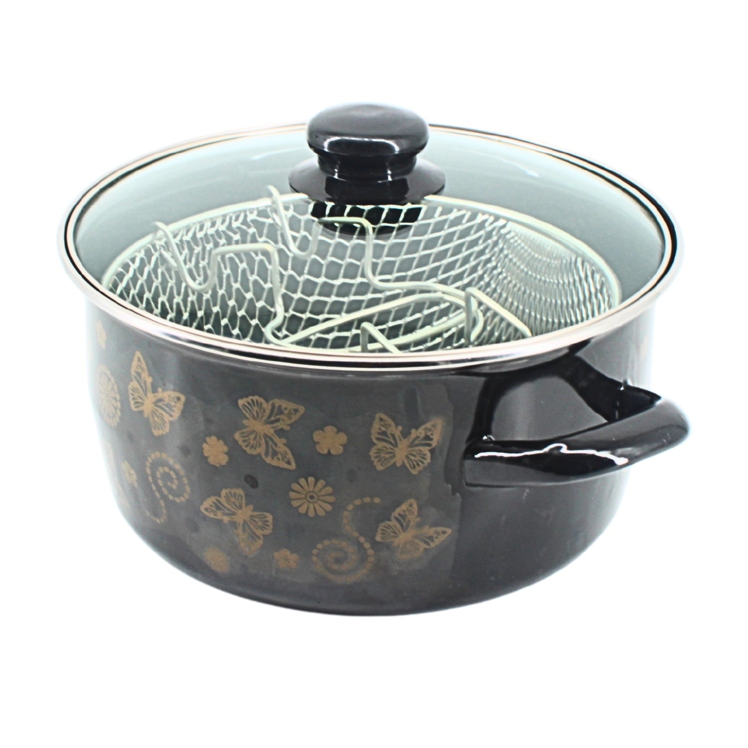 Dual Handle Fryer Pot with Steel Mesh & Lid 12" x 6" x 9" | www.eladhamdist.com