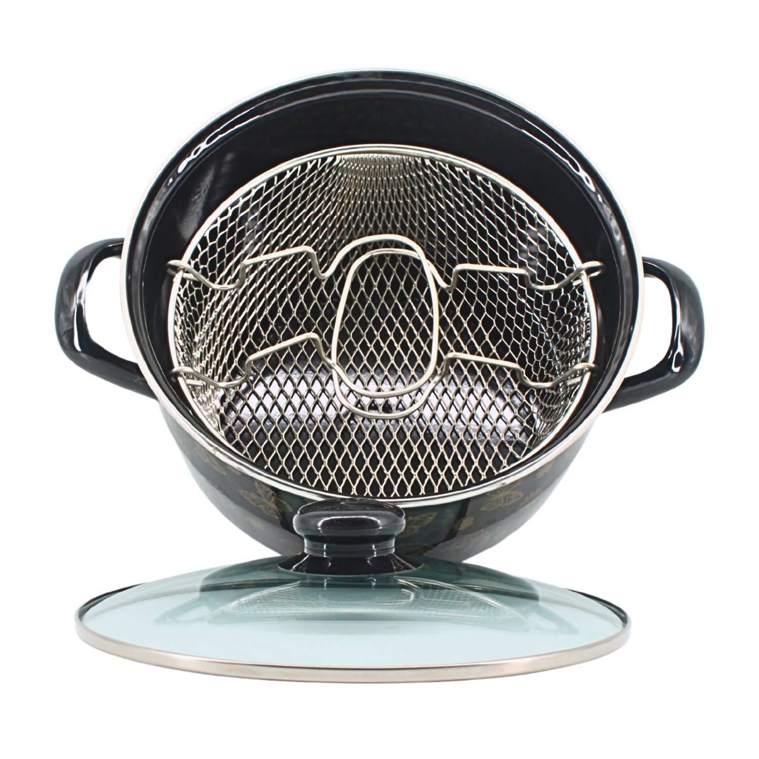 Dual Handle Fryer Pot with Steel Mesh & Lid 12" x 6" x 9" | www.eladhamdist.com