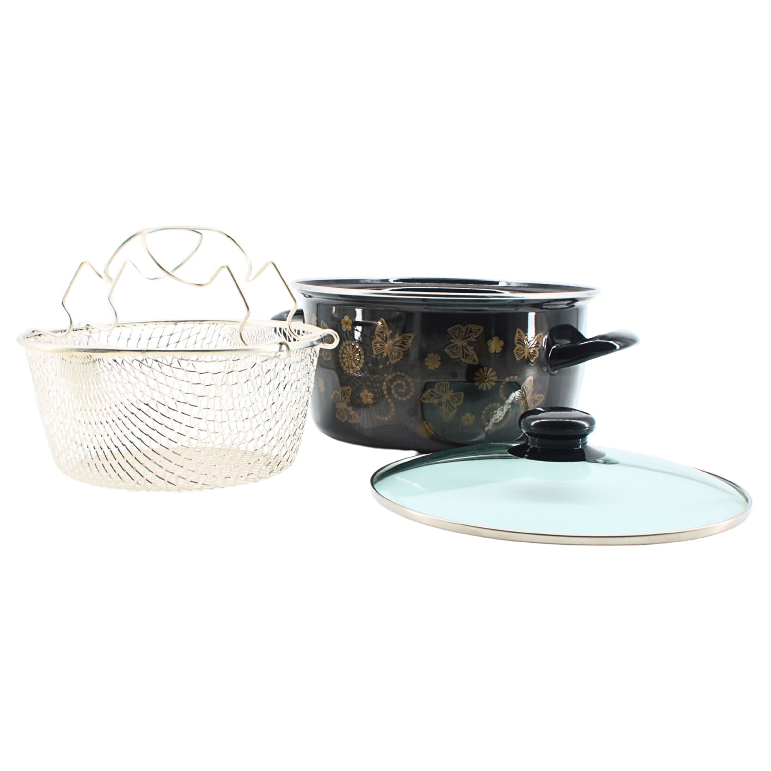 Dual Handle Fryer Pot with Steel Mesh & Lid 12" x 6" x 9" | www.eladhamdist.com