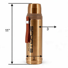 43 oz Stainless Steel Vacuum Insulated Sports Thermos Bottle with Carry Strap - Bronze