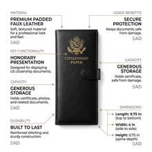 US Citizenship Certificate Cover Tri Fold Holder