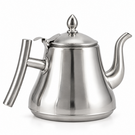 Stainless Steel Traditional Tea Kettle with Strainer - 1.5L, Silver