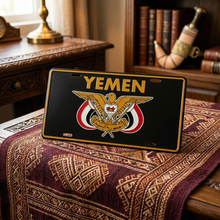 Yemeni National Emblem Aluminum License Plate (American Style) – Black / Gold