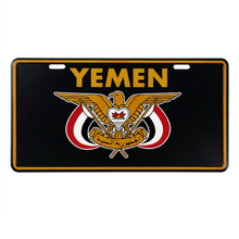 Yemeni National Emblem Aluminum License Plate (American Style) – Black / Gold