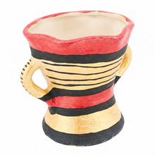 Traditional Decorated Clay Charcoal Holder 9.5" x 7.5" - Red-Black-Gold