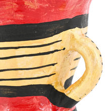 Traditional Decorated Clay Charcoal Holder 9.5" x 7.5" - Red-Black-Gold