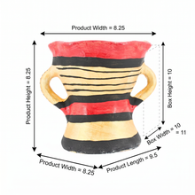 Traditional Decorated Clay Charcoal Holder 9.5" x 7.5" - Red-Black-Gold