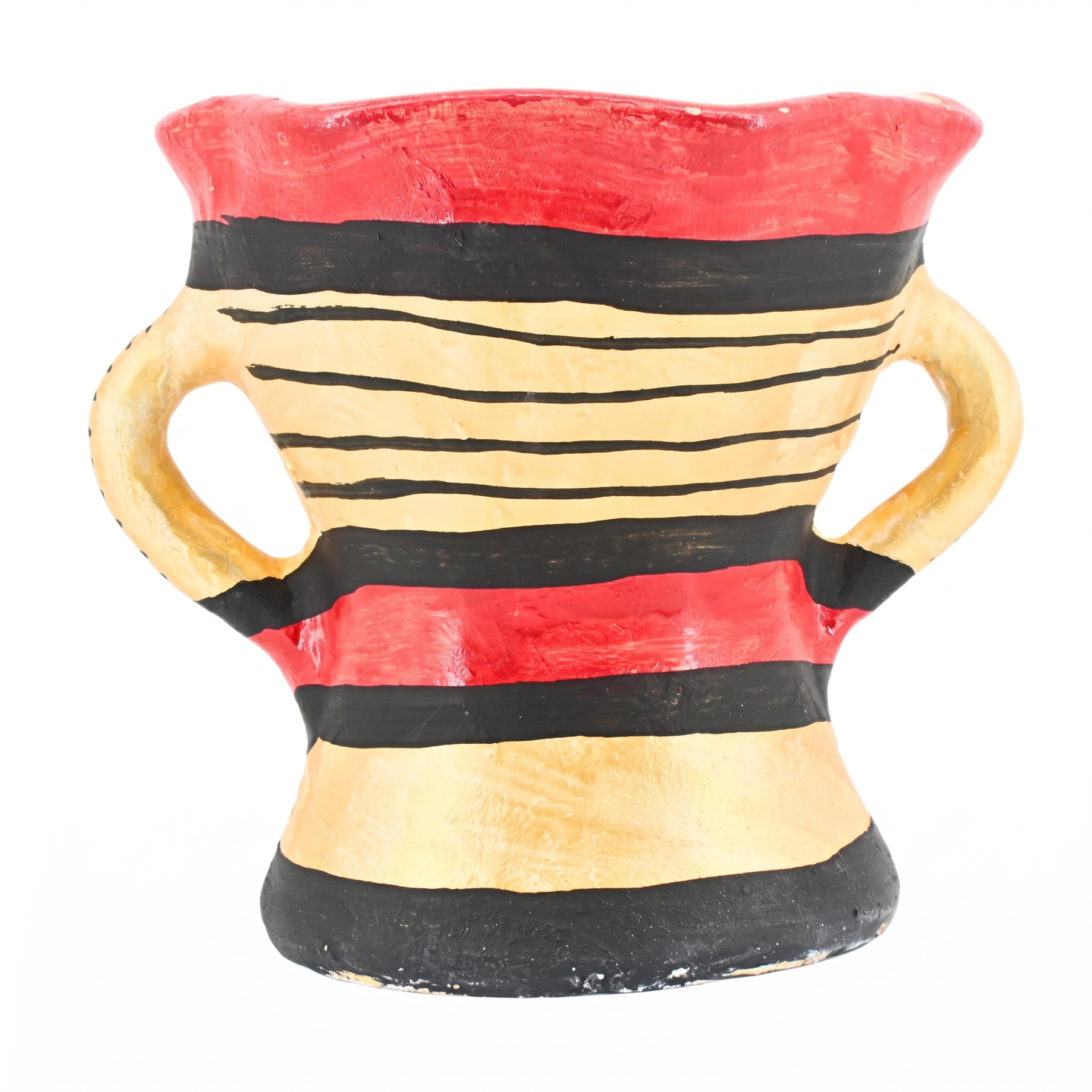 Traditional Decorated Clay Charcoal Holder 9.5" x 7.5" - Red-Black-Gold