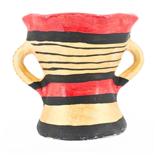 Traditional Decorated Clay Charcoal Holder 9.5" x 7.5" - Red-Black-Gold
