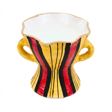 Traditional Decorated Clay Charcoal Holder 7.75" x 8" - Red-Black-Gold