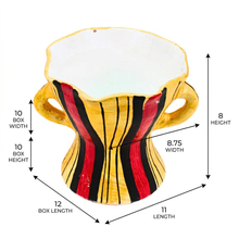 Traditional Decorated Clay Charcoal Holder 7.75" x 8" - Red-Black-Gold