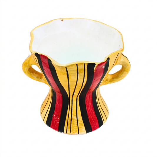 Traditional Decorated Clay Charcoal Holder 7.75" x 8" - Red-Black-Gold