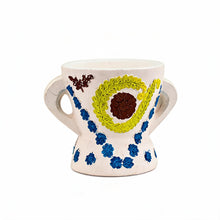 Traditional Decorated Clay Charcoal Holder 10.5" x 7.75" - White With Multi Color Design