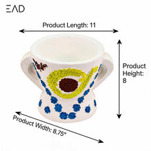 Traditional Decorated Clay Charcoal Holder 10.5" x 7.75" - White With Multi Color Design