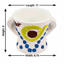Traditional Decorated Clay Charcoal Holder 10.5" x 7.75" - White With Multi Color Design