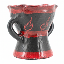 Traditional Decorated Clay Charcoal Holder 9.5" x 7.5" - Black-Red
