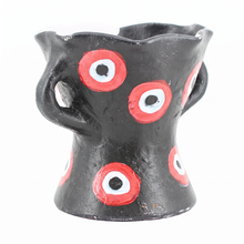 Traditional Decorated Clay Charcoal Holder 9.5" x 7.5" - Red-Black-White