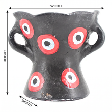 Traditional Decorated Clay Charcoal Holder 9.5" x 7.5" - Red-Black-White