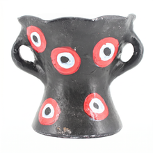 Traditional Decorated Clay Charcoal Holder 9.5" x 7.5" - Red-Black-White