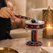 Traditional San’ani-Style Steel Charcoal Holder, Red, 8.5 Inch