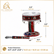 Traditional San’ani-Style Steel Charcoal Holder, Red, 8.5 Inch