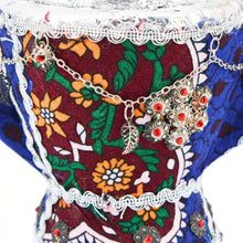 Traditional San'ani Decorated Steel Charcoal Holder 6.5" x 5.25" Green-Blue