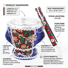 Traditional San'ani Decorated Steel Charcoal Holder 6.5" x 5.25" Green-Blue